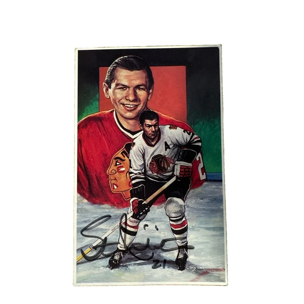 Stan Mikita Signed 1992 Hockey Hall Fame Legends Hockey Card Chicago Blackhawks